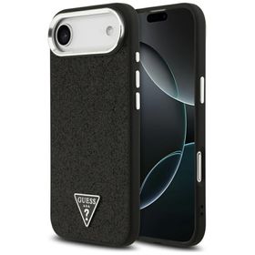 Etui Guess Glitter Triangle Logo MagSafe do iPhone Air czarny