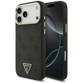 Etui Guess 4G Triangle Logo MagSafe do iPhone 17 Pro Max czarny złoty