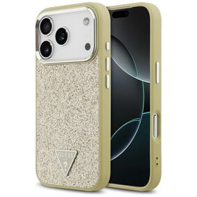 Etui Guess Glitter Triangle Logo MagSafedo iPhone 17 Pro złoty