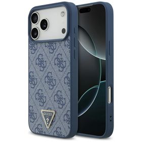 Etui Guess Leather 4G Triangle Strass    MagSafe do iPhone 17 Pro Max niebieski