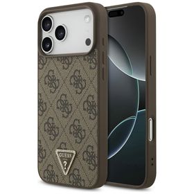 Etui Guess Leather 4G Triangle Strass    MagSafe do iPhone 17 Pro Max brązowy