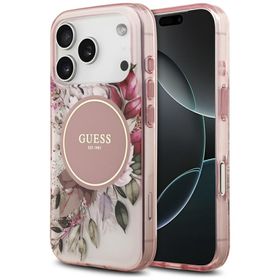 Etui Guess IML Flower & Tonal Circle     MagSafe do iPhone 17 Pro Max różowy