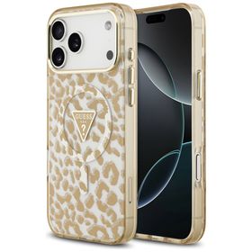 Etui Guess Leopard Glitter MagSafe doiPhone 17 Pro brązowy