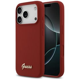 Etui Guess Silicone Script Metal Logo    MagSafe do iPhone 17 Pro magenta