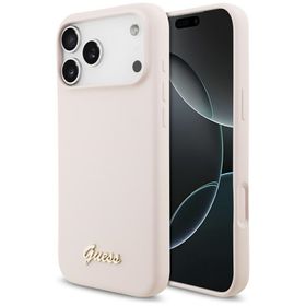 Etui Guess Silicone Script Metal Logo    MagSafe do iPhone 17 Pro Max różowy