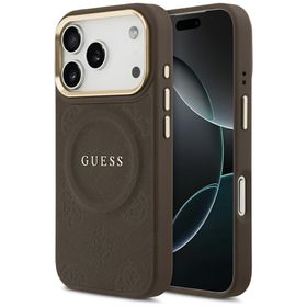 Etui Guess Peony Hot Stamp MagSafe do    iPhone 17 Pro brązowy