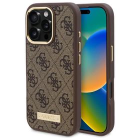 Guess GUHMP16LU4GPRW iPhone 16 Pro6.3" brązowy/brown hardcase 4G Logo Plate MagSafe