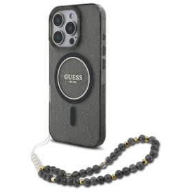 Guess GUHMP16XHGCRELSK iPhone 16 Pro Max 6.9" czarny/black hardcase IML Glitter With Pearl Strap MagSafe