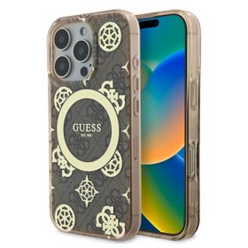 Guess IML 4G Peony MagSafe Case for iPhone 16 Pro Max Brown