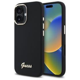 Guess GUHCP16SSMBSLK iPhone 16 6.1"      czarny/black hardcase Silicone Script Metal Logo & Frame