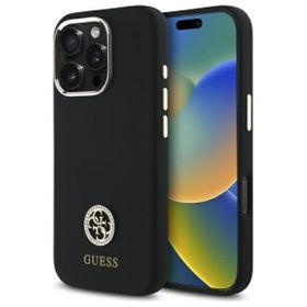 Guess GUHCP16LM4DGPK iPhone 16 Pro 6.3"  czarny/black hardcase Silicone Logo Strass 4G