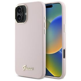 Guess GUHCP16SSMBSLP iPhone 16 6.1"      różowy/pink hardcase Silicone Script Metal Logo & Frame