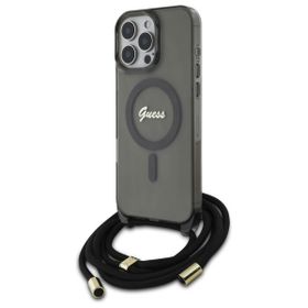 Guess GUHMP16LHCTSGNSK iPhone 16 Pro     6.3" czarny/black hardcase Crossbody Cord Script MagSafe