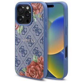 Guess GUHMP16XP4ROPEMCB iPhone 16 Pro    Max 6.9" niebieski/blue hardcase 4G Flowers Print MagSafe