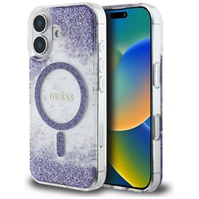 Etui Guess HC Resin Bottom Glitter doiPhone 16 MagSafe fioletowy