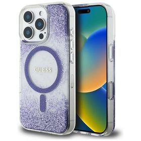 Etui Guess HC Resin Bottom Glitter do iPhone 16 Pro MagSafe fioletowy