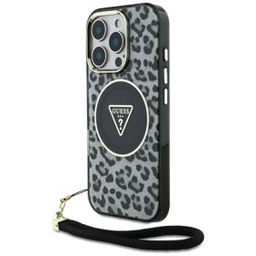 Etui Guess HC IML Leopard Triangle Cord  Strap do iPhone 16 Pro Max MagSafe czarny