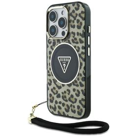 Etui Guess HC IML Leopard Triangle Cord  Strap do iPhone 16 Pro Max MagSafe brązowy