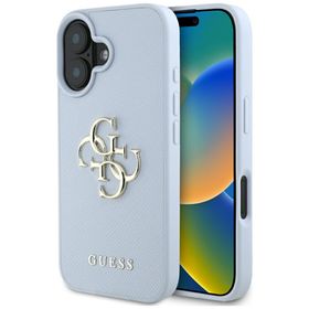Etui Guess Grained Big 4G Logo Small     Classic Logo do iPhone 16 niebieski