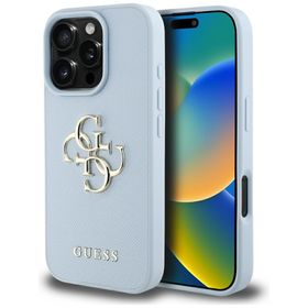 Etui Guess Grained Big 4G Logo Small Classic Logo do iPhone 16 Pro niebieski