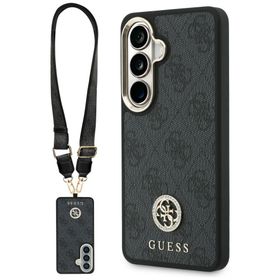 Zestaw Etui + Smycz Guess 4G Big Rhinestone Triangle Strap MagSafe do Samsung Galaxy S26 czarny