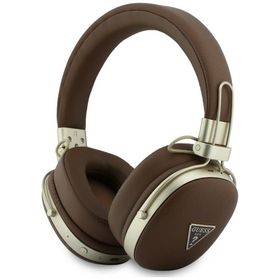 Słuchawki nauszne Guess Bluetooth ENC Metal Grained Triangle Logo brązowy