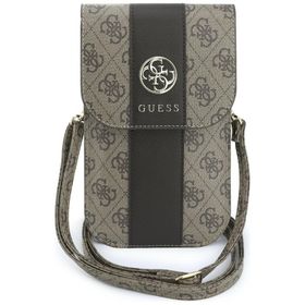 Torebka na telefon Guess 4G & Classic Logos Stripe Strap brązowy