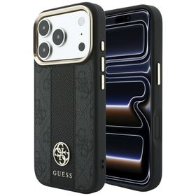 Etui Guess 4G with Stripe Round and Classic Logos MagSafe do iPhone 18 Pro / 17 Pro czarny