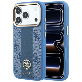 Etui Guess 4G with Stripe Round and Classic Logos MagSafe do iPhone 18 Pro / 17 Pro niebieski