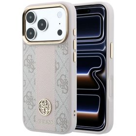 Etui Guess 4G with Stripe Round and Classic Logos MagSafe do iPhone 18 Pro Max / 17 Pro Max różowy