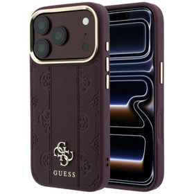 Etui Guess Stripe Peony 4G Logo MagSafe do iPhone 18 Pro / 17 Pro burgundowy