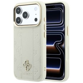 Etui Guess Stripe Peony 4G Logo MagSafe do iPhone 18 Pro / 17 Pro beżowy