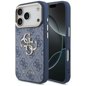 Etui Guess 4G Big 4G Classic Logo do iPhone 18 Pro / 17 Pro niebieski złoty
