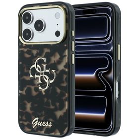 Etui Guess IML 4G Script Metal Logo MagSafe do iPhone 18 Pro burgundowy
