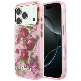 Etui Guess IML Glitter Blossom Roses do iPhone 18 Pro / 17 Pro różowy