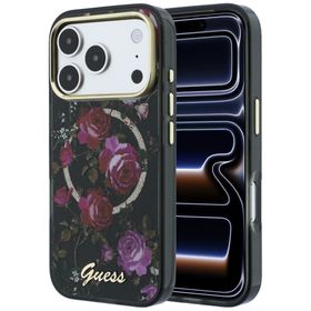 Etui Guess IML Glitter Blossom Roses do iPhone 18 Pro / 17 Pro czarny