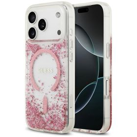 Etui Guess Resin Bottom Glitter MagSafe do iPhone 18 Pro / 17 Pro różowy