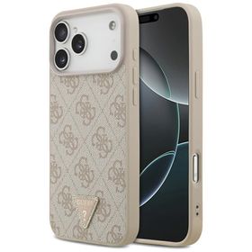 Etui Guess Leather 4G Triangle Strass MagSafe do iPhone 18 Pro Max / 17 Pro Max różowy