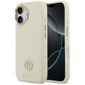 Etui Guess Grained Strass Logo MagSafe   do iPhone 17 beżowy