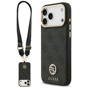 Etui Guess 4G Strass Logo & Big Strap    Metal Buttons MagSafe do iPhone 17 Pro Max czarny