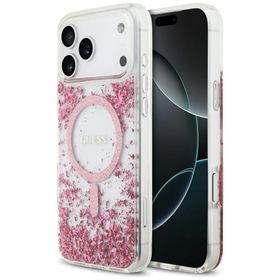 Etui Guess Resin Bottom Glitter MagSafe  do iPhone 17 Pro Max różowy