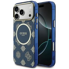 Etui Guess IML Peony Dot MagSafe do      iPhone 17 Pro Max niebieski