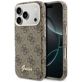 Etui Guess 4G Script MagSafe do iPhone   17 Pro Max brązowy