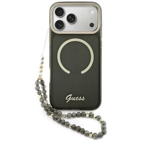Etui Guess IML Glitters Script Strap     MagSafe do iPhone 17 Pro Max czarny
