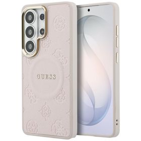 Etui Guess Saffiano Peony Embossed Ring MagSafe do Samsung Galaxy S26 Ultra różowy