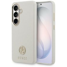 Etui Guess Rhinestone Round Logo MagSafe do Samsung Galaxy S26+ beżowy
