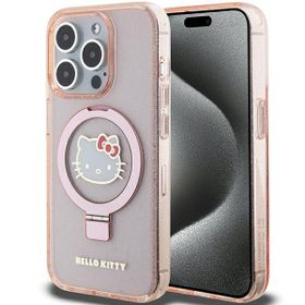 Hello Kitty HKHMP15LHRSGEP iPhone 15 Pro6.1" różowy/pink hardcase Ring Stand Glitter Electrop Logo MagSafe