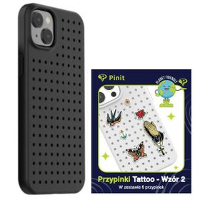 Zestaw Etui Pinit Dynamic + Tattoo PiniPhone 14 / 15 / 13 6.1" czarny/black wzór 2