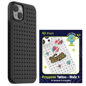 Zestaw Etui Pinit Dynamic + Tattoo PiniPhone 14 / 15 / 13 6.1" czarny/black wzór 1