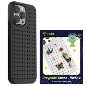 Zestaw Etui Pinit Dynamic + Tattoo PiniPhone 14 Pro 6.1" czarny/black wzór 2